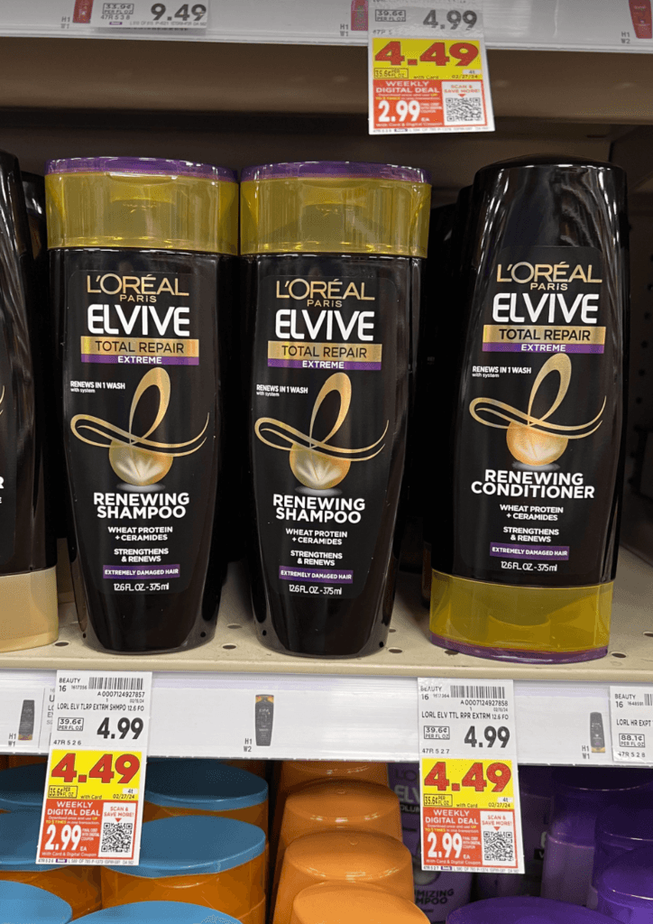 L'Oreal Elvive Shampoo & Conditioner Kroger Shelf Image