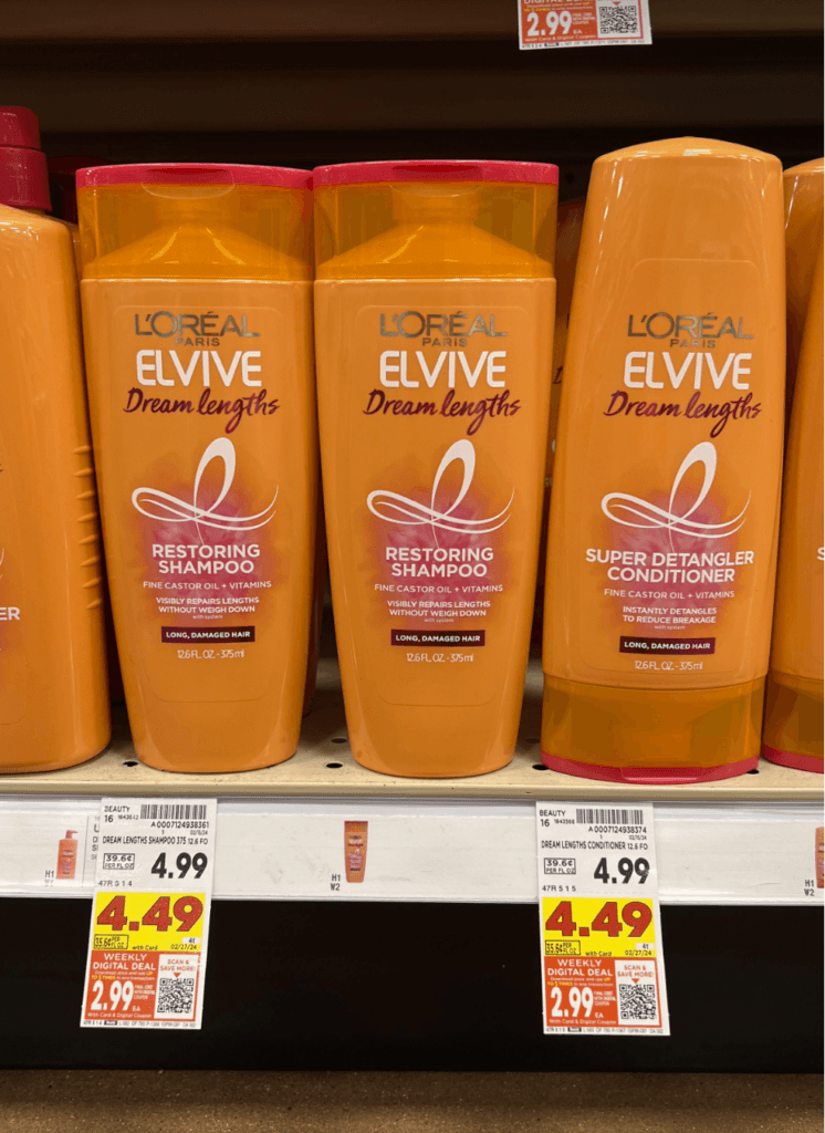 L'Oreal Elvive Shampoo & Conditioner Kroger Shelf Image