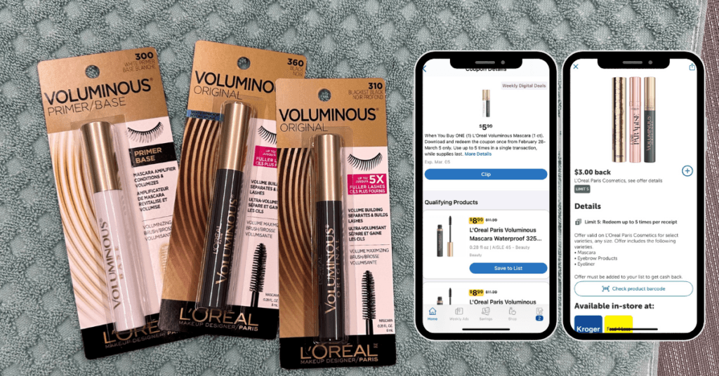 L'Oreal Voluminous Mascara Coupon and Ibotta Rebate Kroger
