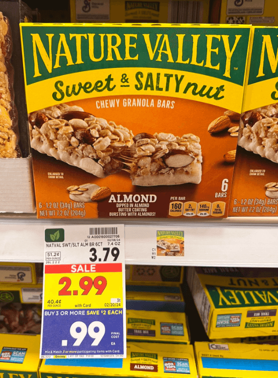 Nature Valley Bars Kroger Shelf Image