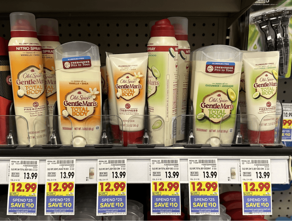 Old Spice GentleMan's Total Body Products Kroger Shelf Image