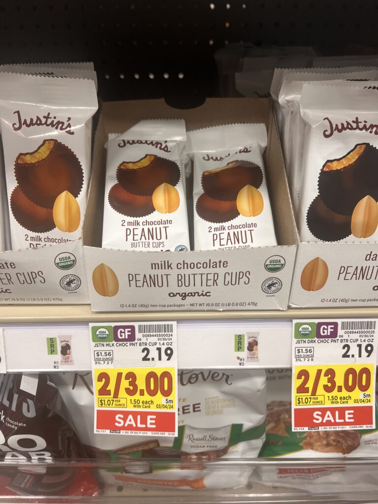 justin's nut butter cups kroger shelf image