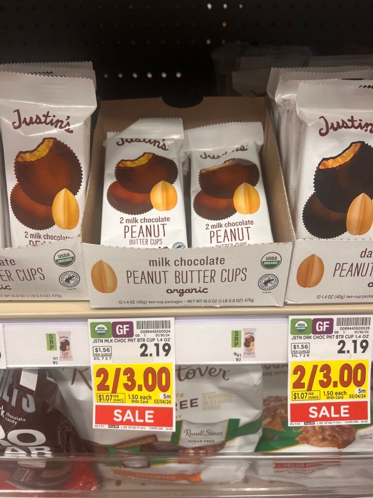 justin's nut butter cups kroger shelf image