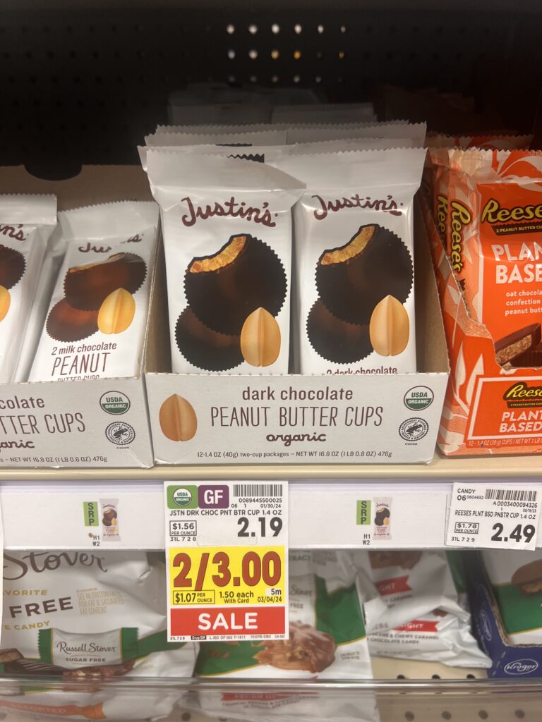 justin's nut butter cups kroger shelf image
