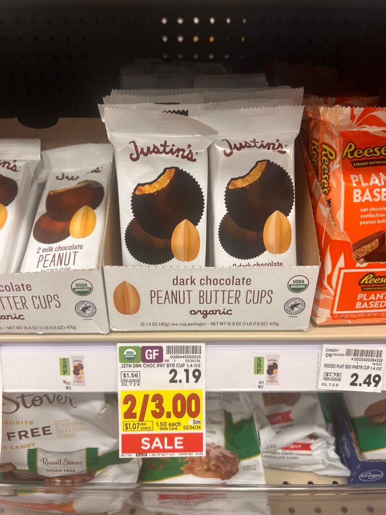 justin's nut butter cups kroger shelf image