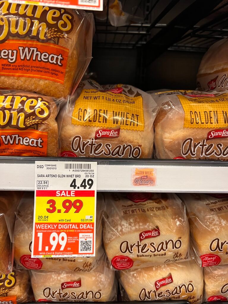sara lee artesano bread kroger shelf image