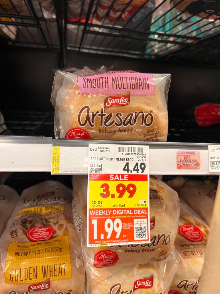 sara lee artesano bread kroger shelf image