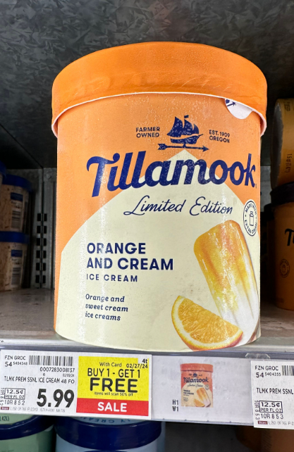 Tillamook Ice Cream Kroger Shelf Image