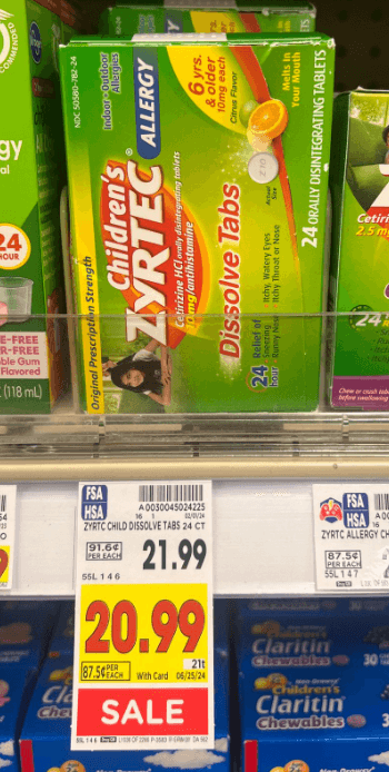 Zyrtec Dissolve Tabs Kroger Shelf Image