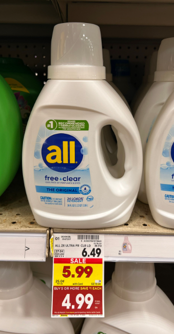 all free clear liquid laundry detergent kroger shelf image