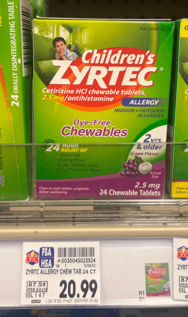 children's Zyrtec Kroger Shelf Image