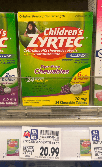 children's Zyrtec Kroger Shelf Image