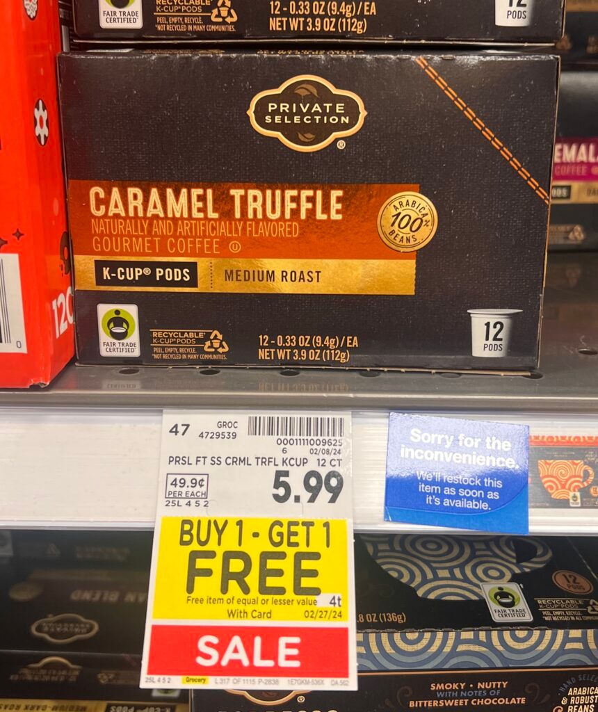 Private Selection Coffee K-Cups Kroger Shelf Image