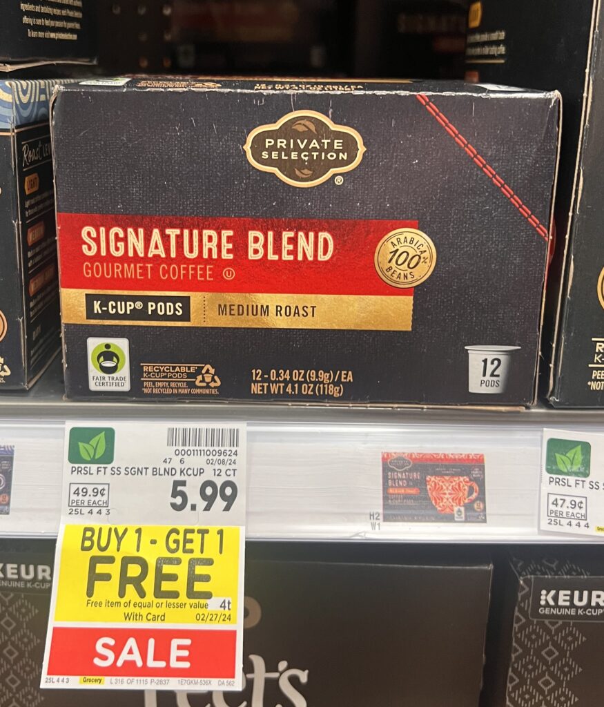Private Selection Coffee K-Cups Kroger Shelf Image