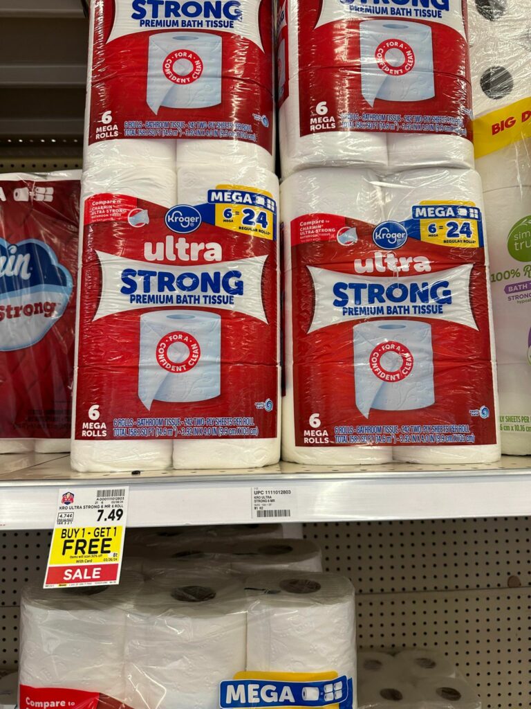 kroger ultra strong bath tissue shelf image