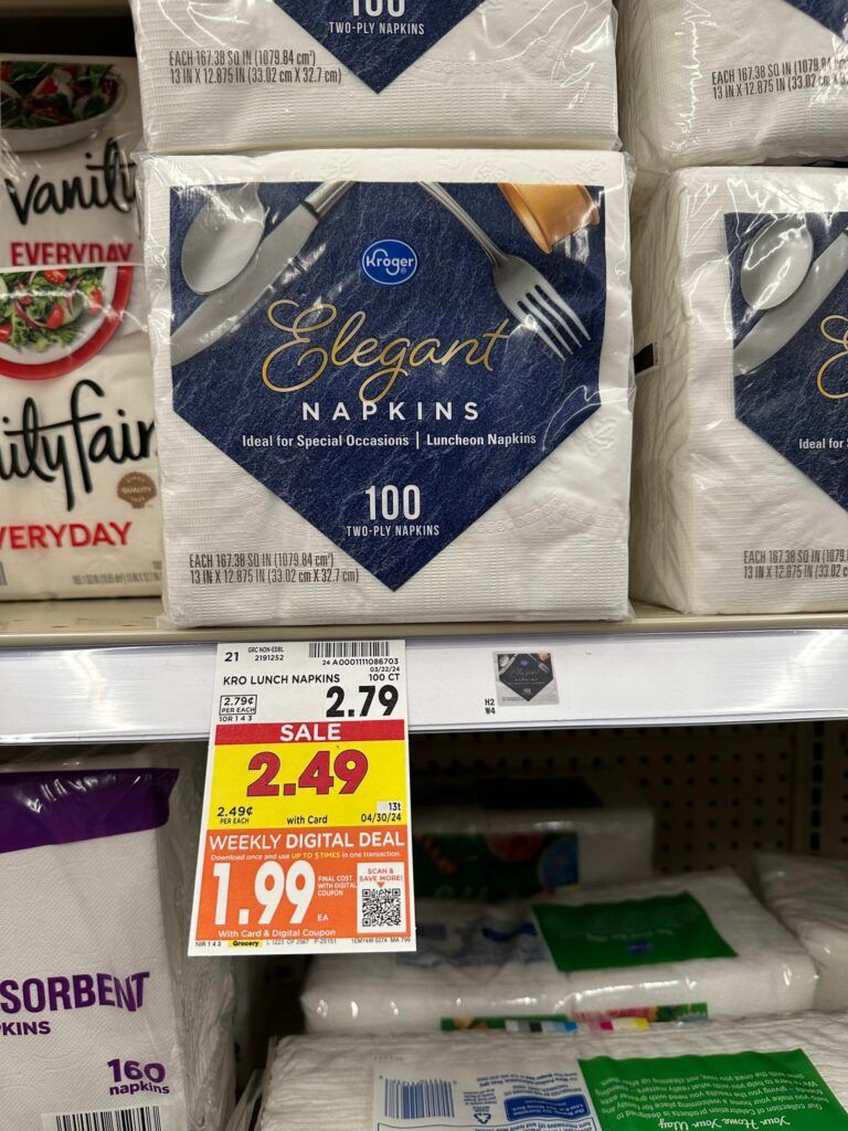 kroger napkins shelf image