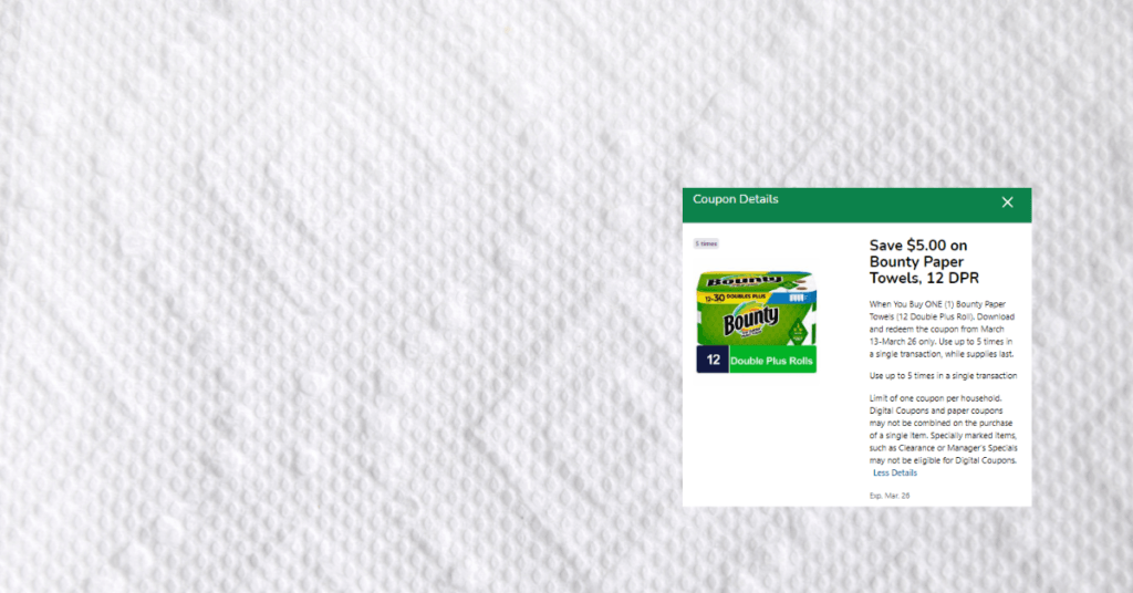 Bounty Paper Towels Kroger Digital Coupon