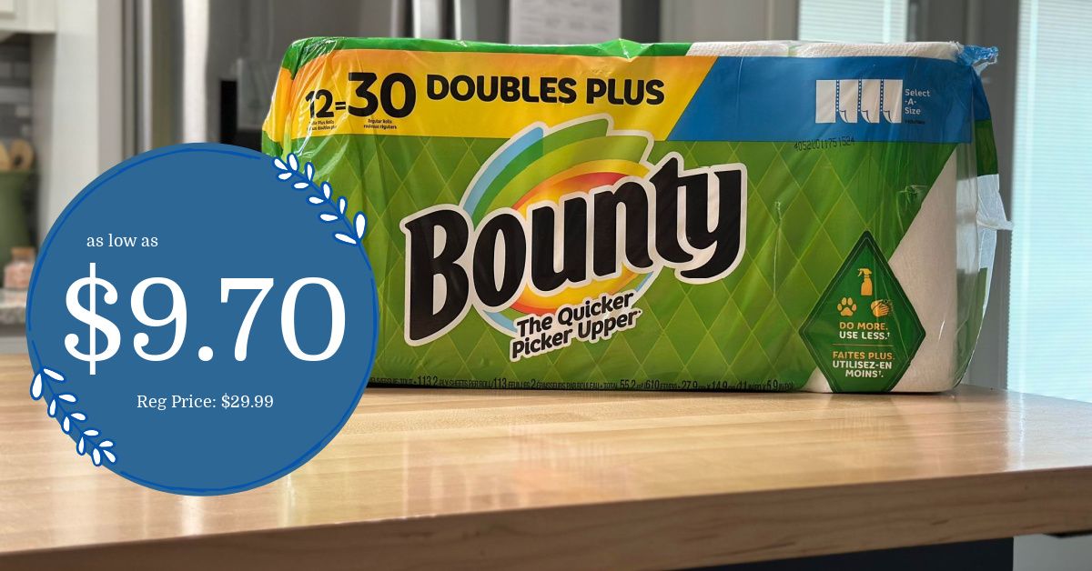 Bounty 12 Doubles Plus Paper Towels as low as $9.70 at Kroger (Reg $29. ...