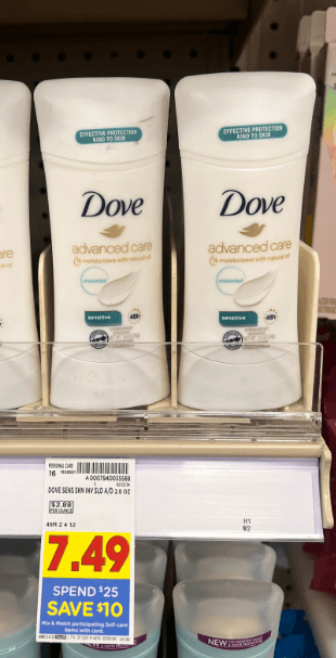 Dove Advanced Care Deodorant Kroger Shelf Image