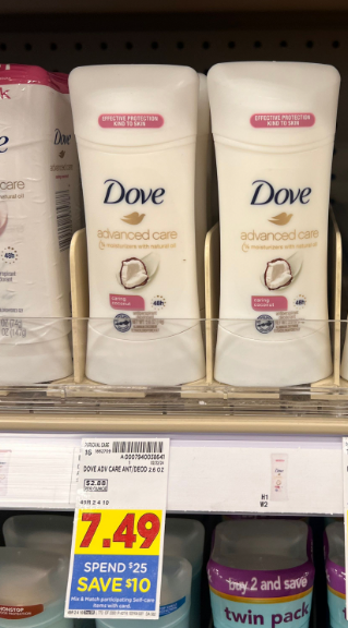 Dove Advanced Care Deodorant Kroger Shelf Image