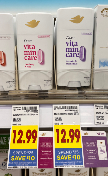 Dove Vitamin Care Deodorant Kroger Shelf Image
