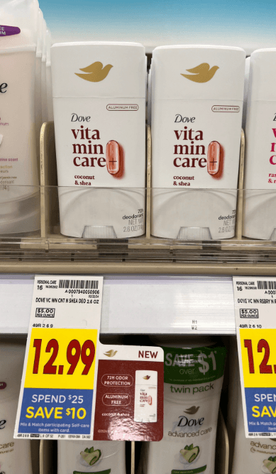 Dove Vitamin Care Deodorant Kroger Shelf Image