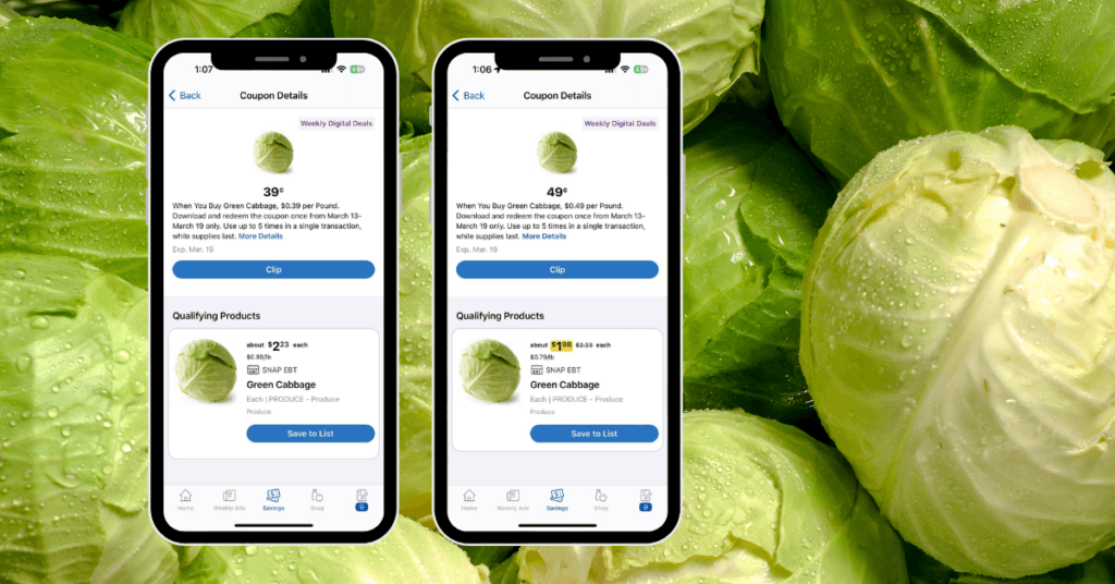 Greem cabbage Kroger Digital Coupon