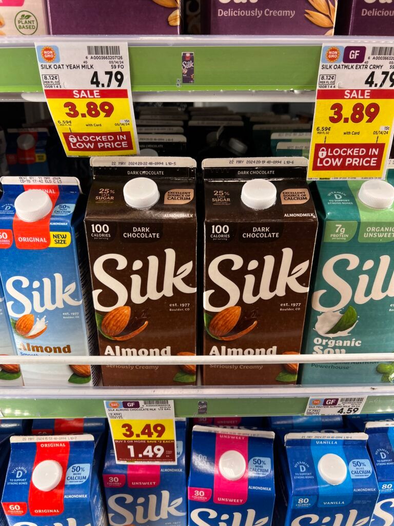 silk almond milk kroger shelf image