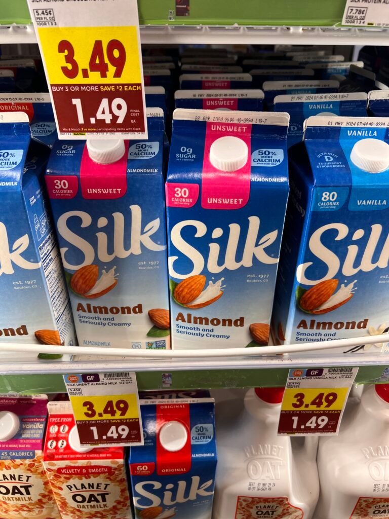 silk almond milk kroger shelf image