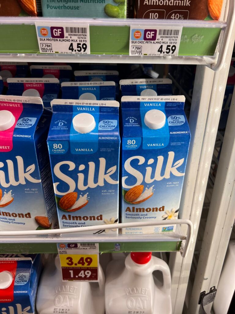 silk almond milk kroger shelf image