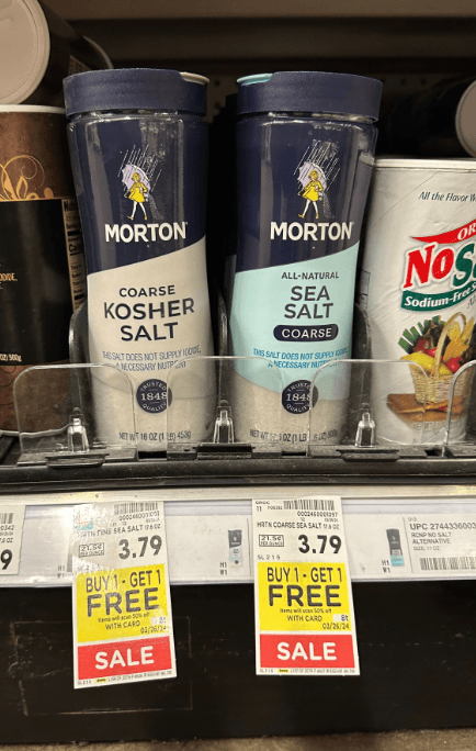 Morton Salt Kroger Shelf Image
