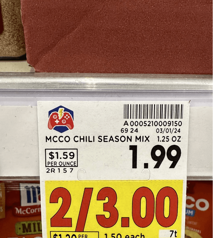 POINTS REWARDS PLUS shelf tag Kroger