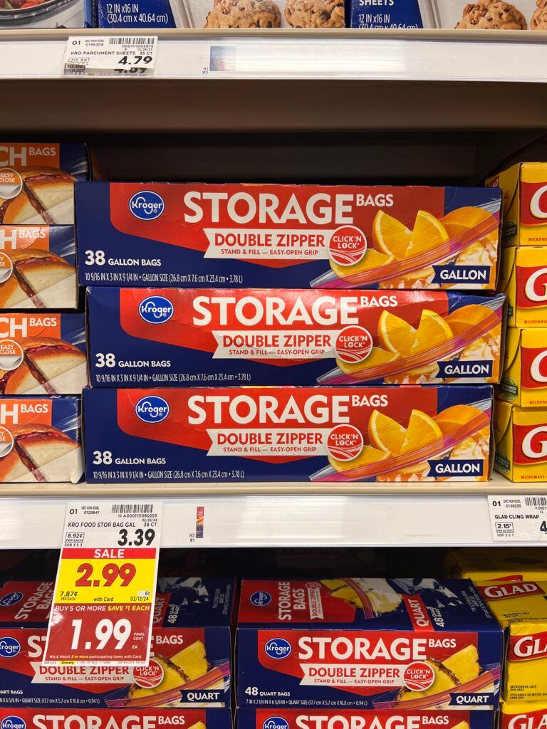 kroger freezer bags and storage bags shelf image