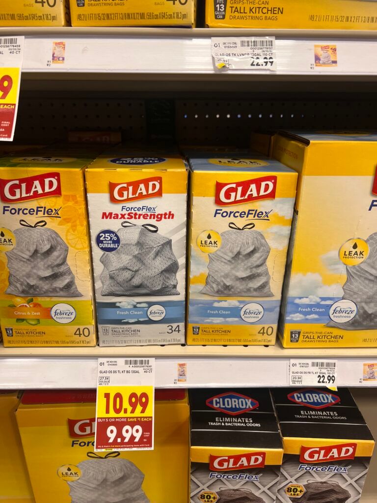 glad trash bags kroger shelf image