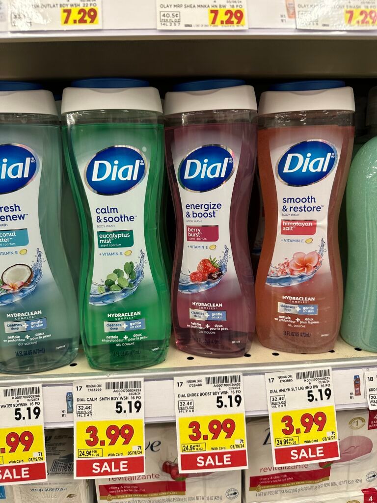 dial body wash kroger shelf image