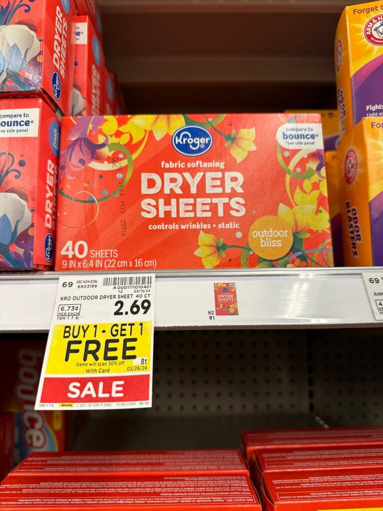 kroger dryer sheets shelf image