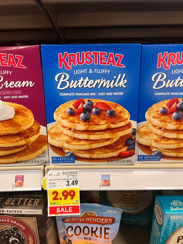 krusteaz pancakes and waffles mix kroger shelf image