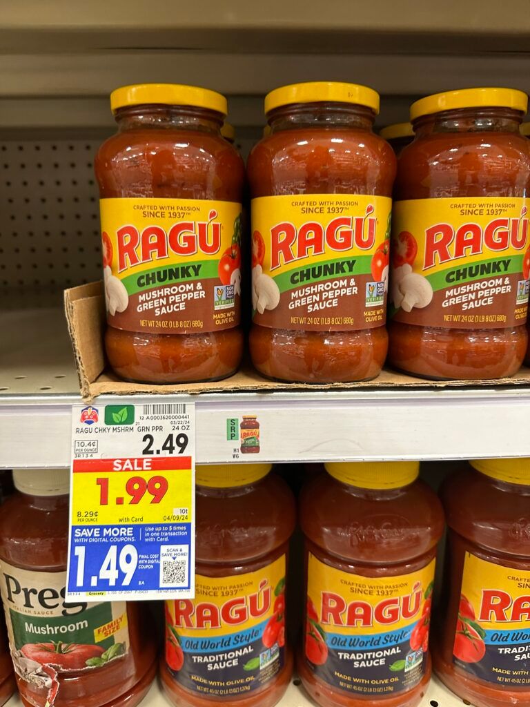 ragu pasta sauce kroger shelf image