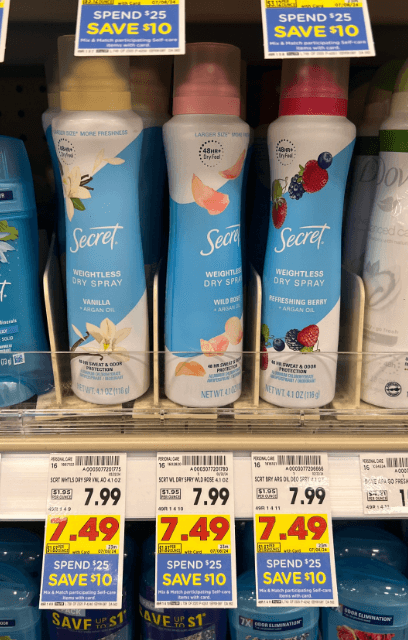 Secret Dry Spray Kroger Shelf Image