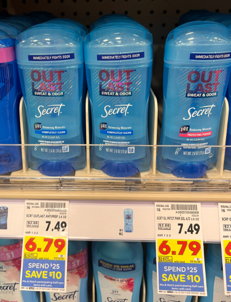 Secret Outlast Deodorant Kroger Shelf Image