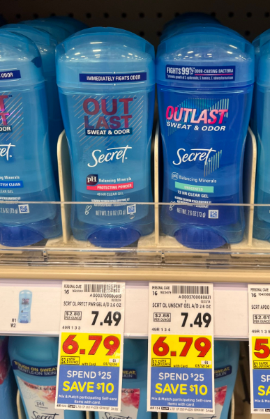 Secret Outlast Deodorant Kroger Shelf Image