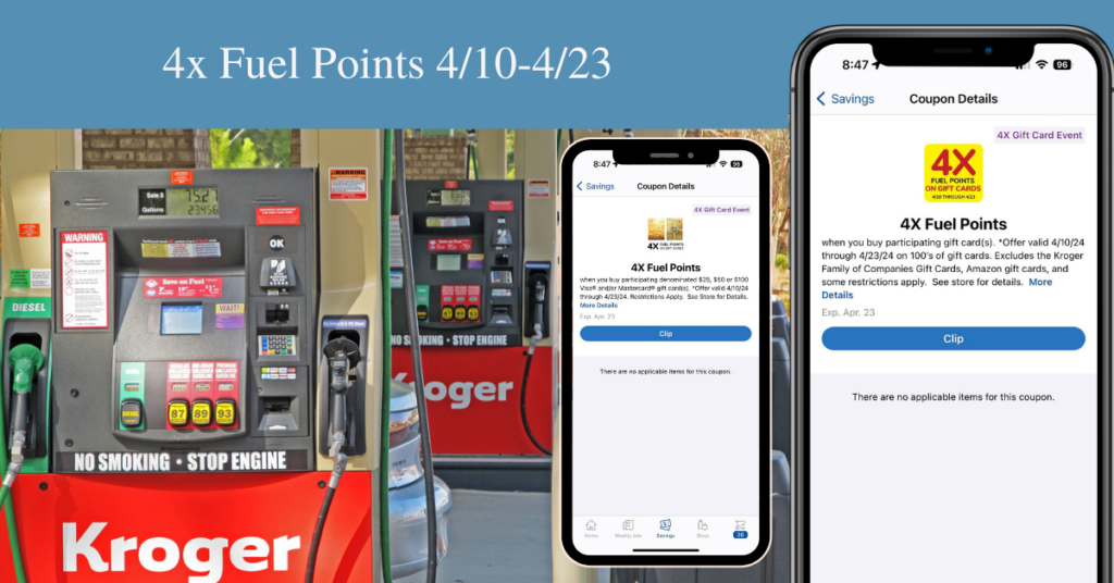 4x fuel points on gift cards Kroger