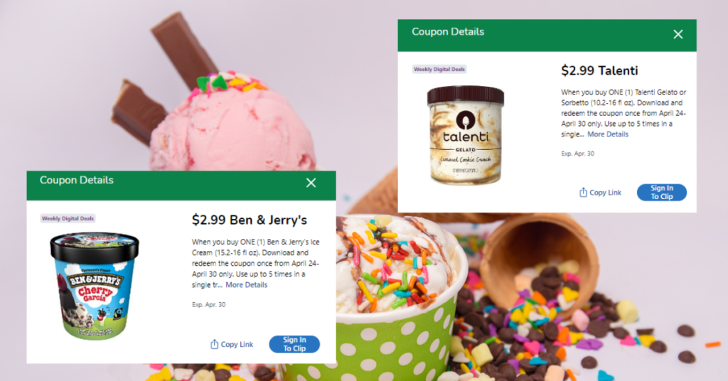 Ben & Jerry and Talenti Kroger Coupons