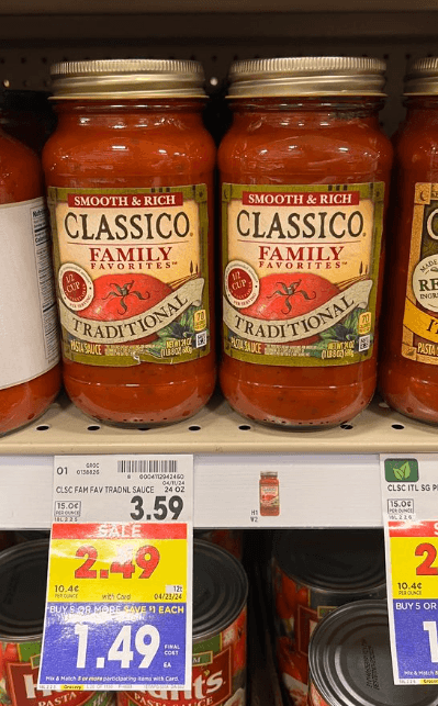 Classico Pasta Sauce Kroger Shelf Image
