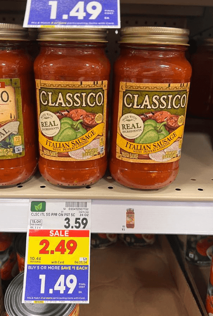 Classico Pasta Sauce Kroger Shelf Image