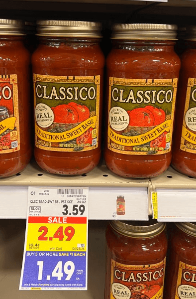 Classico Pasta Sauce Kroger Shelf Image