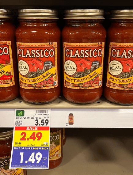 Classico Pasta Sauce Kroger Shelf Image