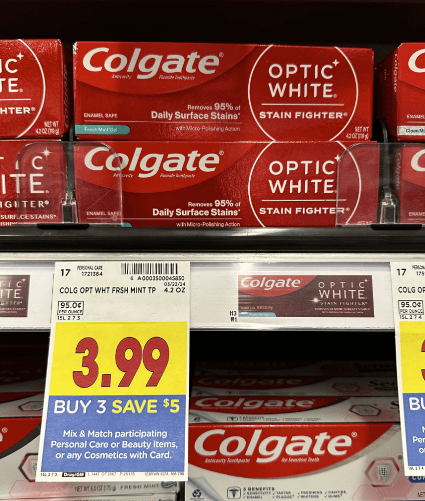 Colgate Optic White Kroger Shelf Image