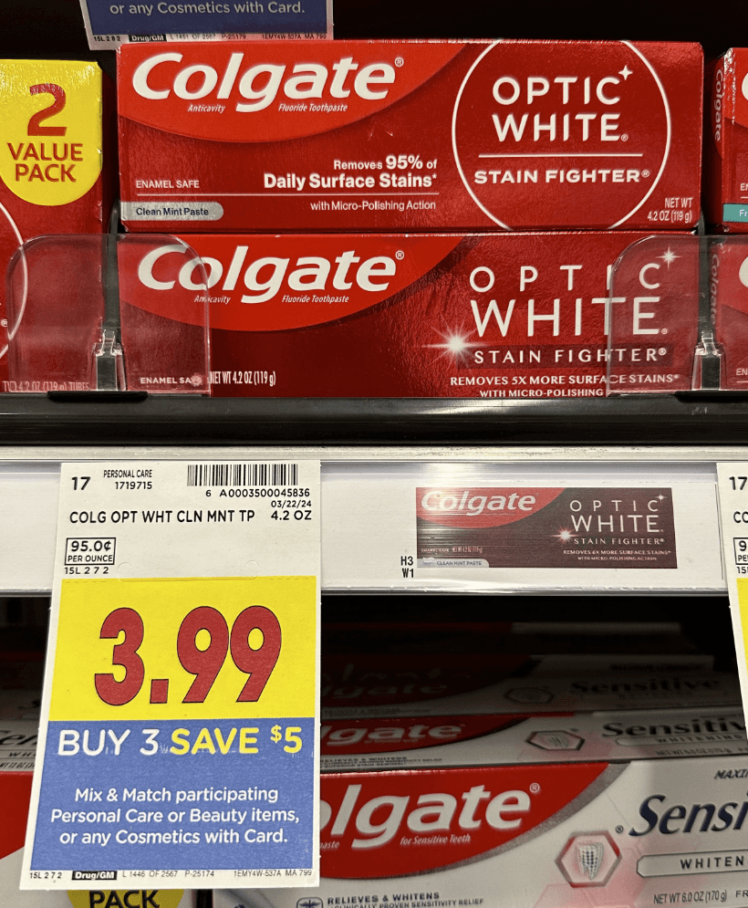 Colgate Optic White Kroger Shelf Image