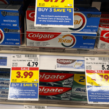 Colgate Total Toothpaste Kroger Shelf Image